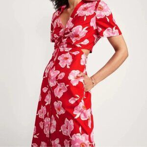 Old Navy Scarlet and Pink Floral Midi Dress